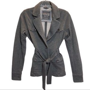 Esprit belted gray knit short trench jacket XS